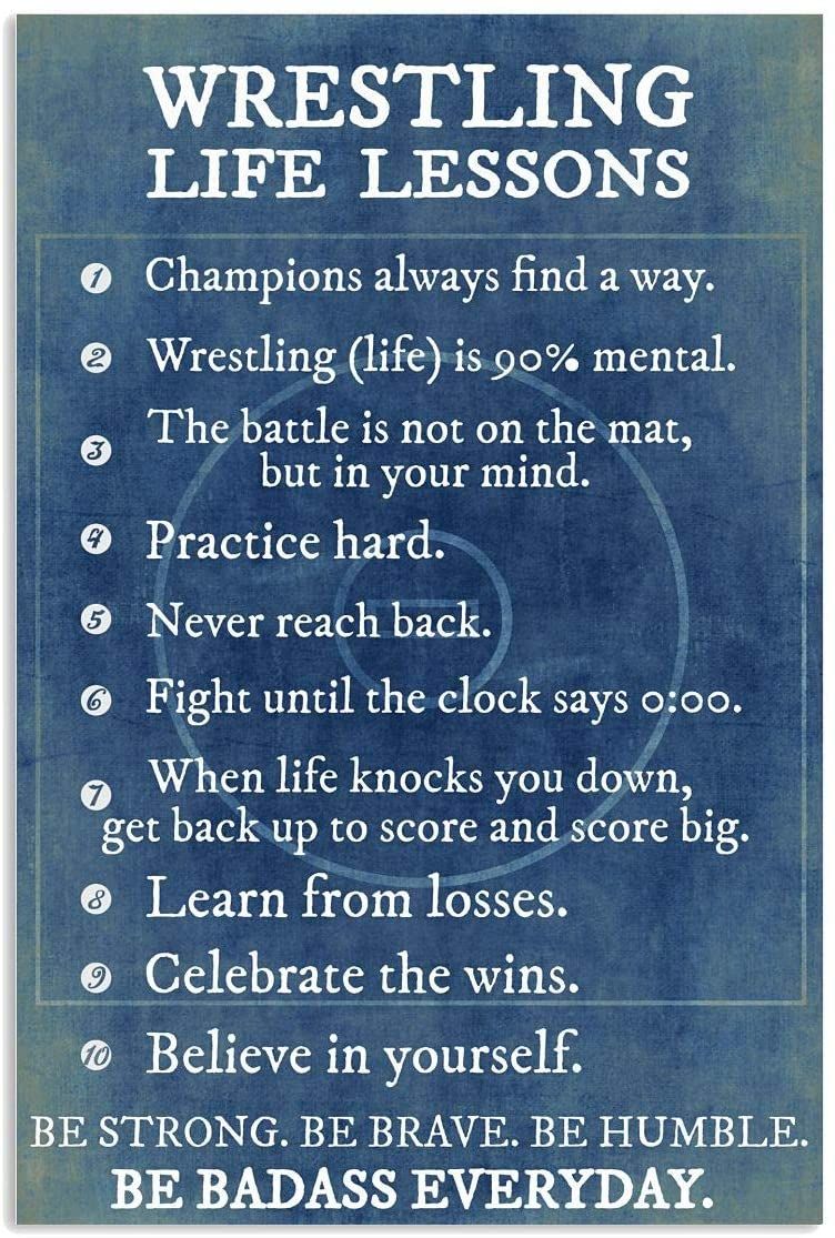 Wrestling Life Lessons Poster, Funny Wrestler Vertical Poster Canvas For Birthday, Halloween, Xmas, Poster Art Idea, Wall Art Idea