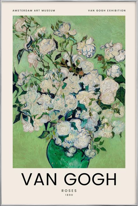 Van Gogh – Vase with Pink Roses (1890) Poster