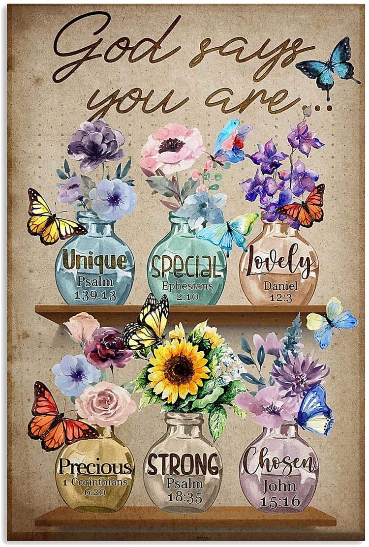 Vintage Butterfly God Say You Are Precious Poster Gift For Women Men On Birthday Xmas Art Print Decor, Poster print, Wall Art