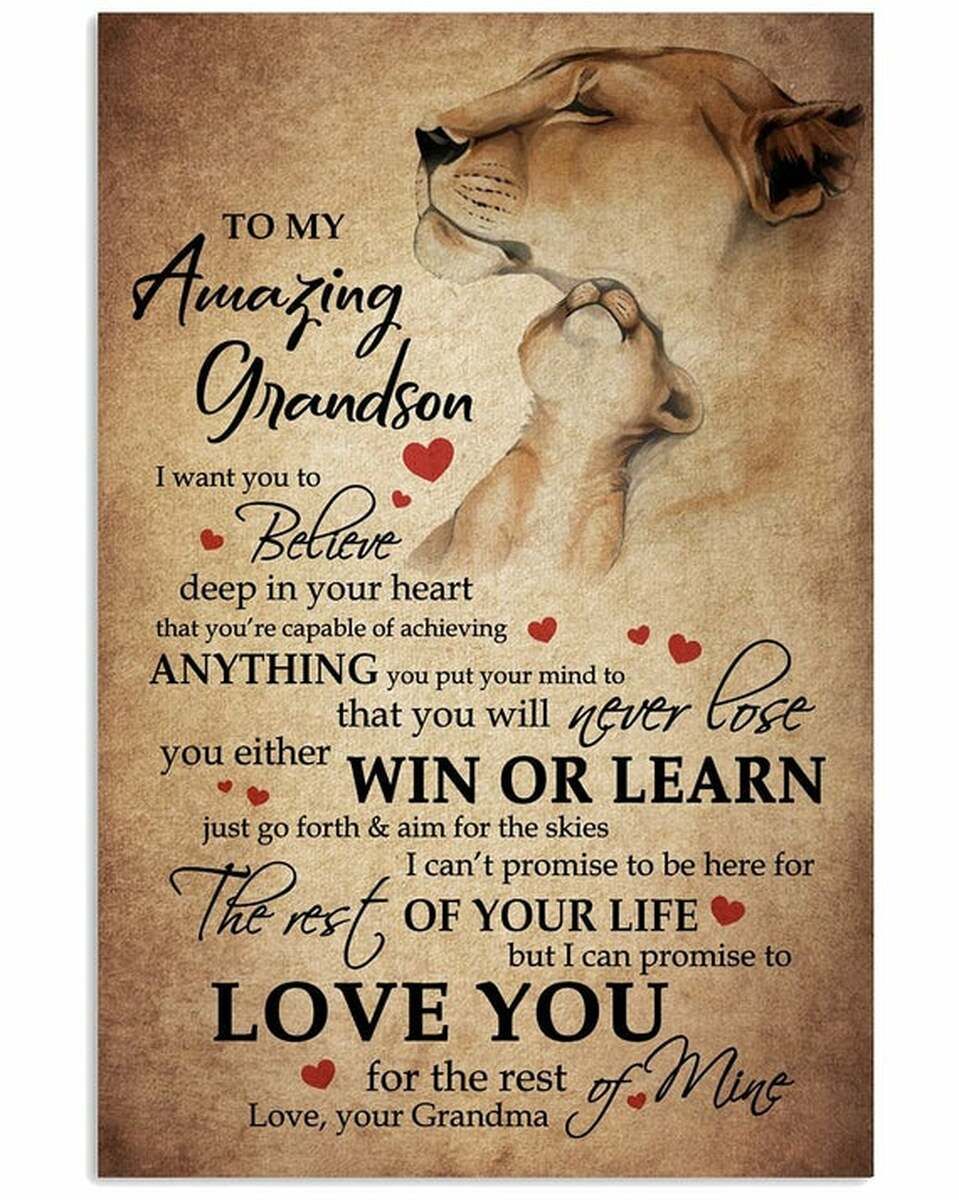 To My Amazing Grandson From Grandma Lion Vertical Poster Canvas Wall Art, Poster print, Wall Art